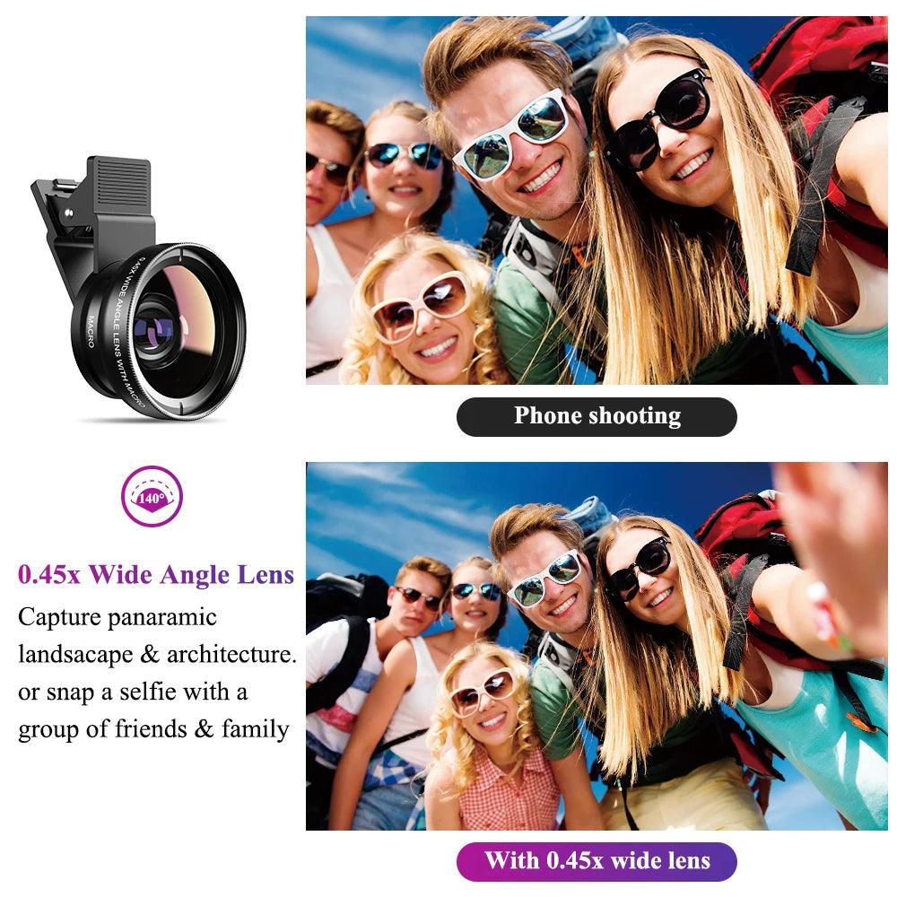 APEXEL New HD 37MM 0.45x Super Wide Angle Lens with 12.5x Super Macro Lens for iPhone Samsung Smartphones Camera Phone lens Kit