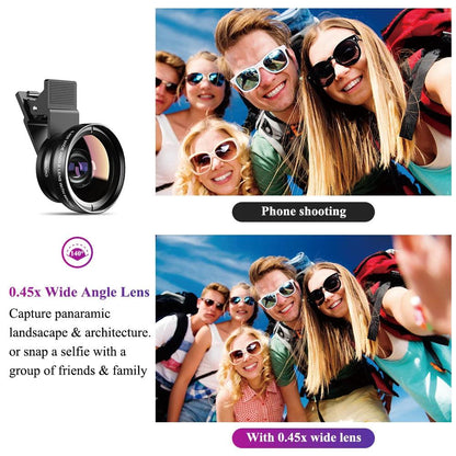 APEXEL New HD 37MM 0.45x Super Wide Angle Lens with 12.5x Super Macro Lens for iPhone Samsung Smartphones Camera Phone lens Kit