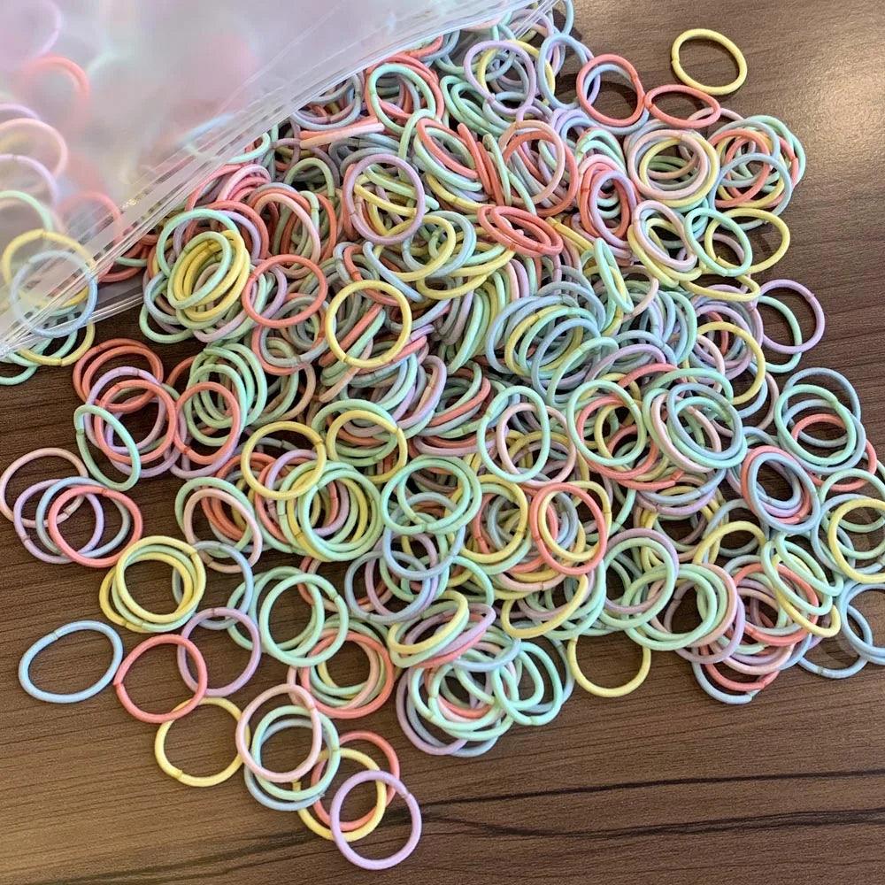 200PCS Colorful Small 2CM Baby Girls Hair Bands Elastic Rubber Bands Kid Hair Ties Ponytail Holder Headbands Hair Accessories