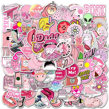 50/100pcs Pink Cute Vsco Girl Stickers Pack Kids Toy Waterproof Decals for Laptop Car Motorcycle Luggage Phone Sticker