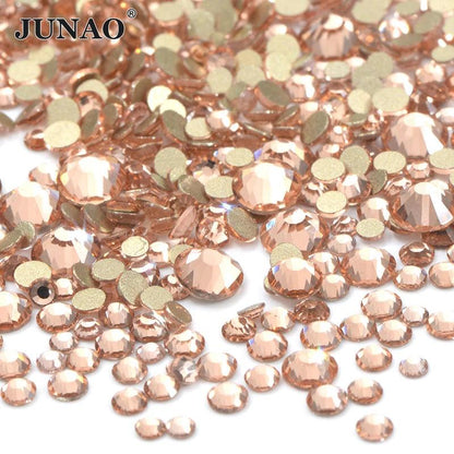 JUNAO 1400pc Mix Size White Opal Glass Rhinestones 3D Nail Art Stones Nail Crystal Gems Stickers Non Hot Fix Strass Appliques