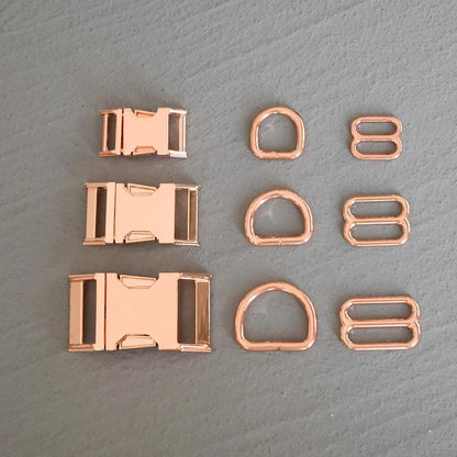 1 Set 15mm/20mm/25mm Webbing Metal Hardware D Ring Adjuster Belt Strap Slider Release Buckle Three-Piece Use For DIY Dog Collar