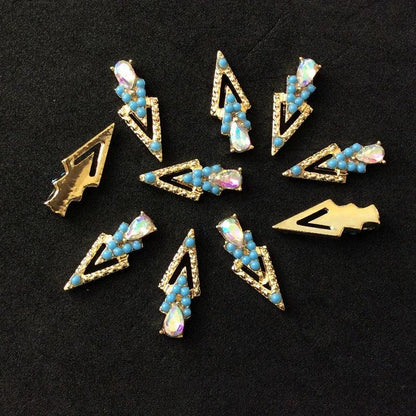 10pcs Nail Crystal Charms Alloy Pendant Studs Rhinestones Big Triangle/Water Drop Design Jewelry For Manicure Trendy Charms GONG - HighGloss Shop