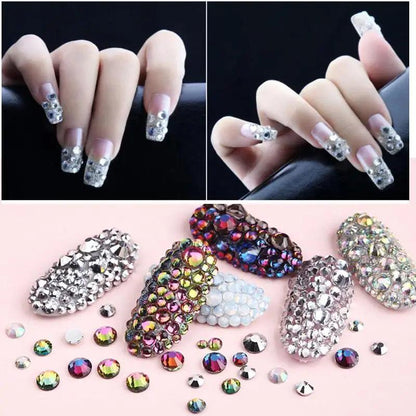 Rainbow-Rose-Gold Super Glitter Glue On Non HotFix Rhinestone s3 -s34 Crystal 3D Nail Art Rhinestones Decorations