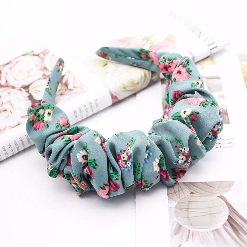 Lystrfac New Fashion Print Leopard Scrunchy Headband for Women Girls Trendy Pleated Hairband Female Headpieces Hair Accessories