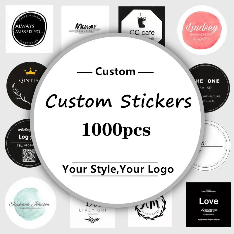 1000pcs Custom Sticker LOGO Store Name Personalized Design Your Label Candy Gift Box Birthday Party Waterproof Seal Stickers