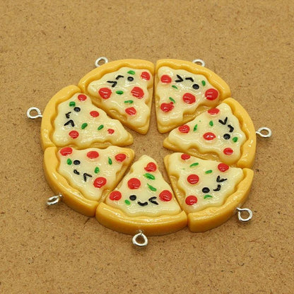 10pcs Cute Resin Triangle Pizza Food Charms Diy Cartoon Foods Keychains Earring Pendants Accessory Kawaii Women Jewelry Make