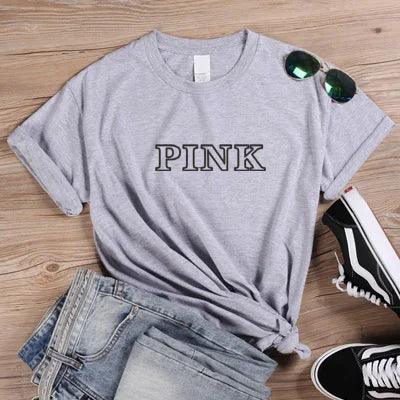 Funny T Shirt Ladies Clothes T-shirt Female Tops Tees Brand PINK Letters Printed Women O-Neck Tshirt Summer Cool