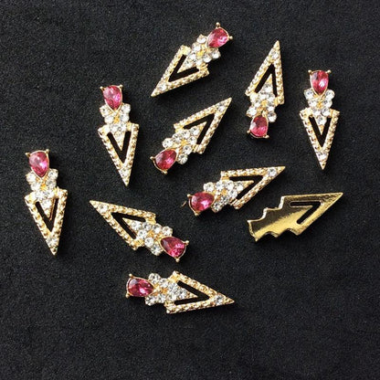 10pcs Nail Crystal Charms Alloy Pendant Studs Rhinestones Big Triangle/Water Drop Design Jewelry For Manicure Trendy Charms GONG - HighGloss Shop