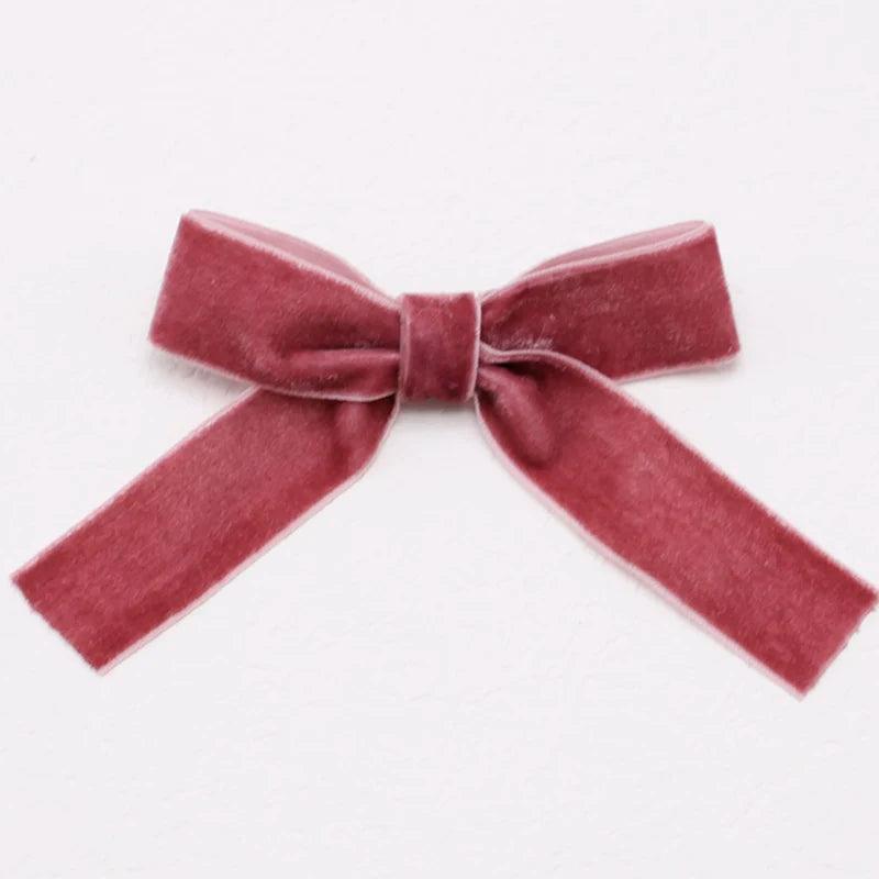 Lystrfac Fashion Velvet Bow Hairpin Women Girls Black Red Hairclip Headdress Bang Bow Hairgrips Back Head Retro Hair Accessories