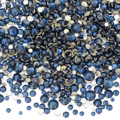 JUNAO 1400pc Mix Size White Opal Glass Rhinestones 3D Nail Art Stones Nail Crystal Gems Stickers Non Hot Fix Strass Appliques