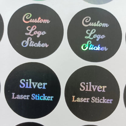 100pcs Custom Holographic Sticker Labels, Bright Silver, Bright Gold Personalized Sticker Logo Thank You Label