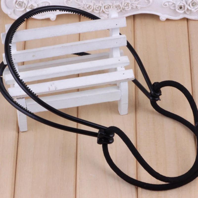 Lystrfac Black Elegant Hairband for Women Braided Headband Double Rubber Band Headband Hair Accessories