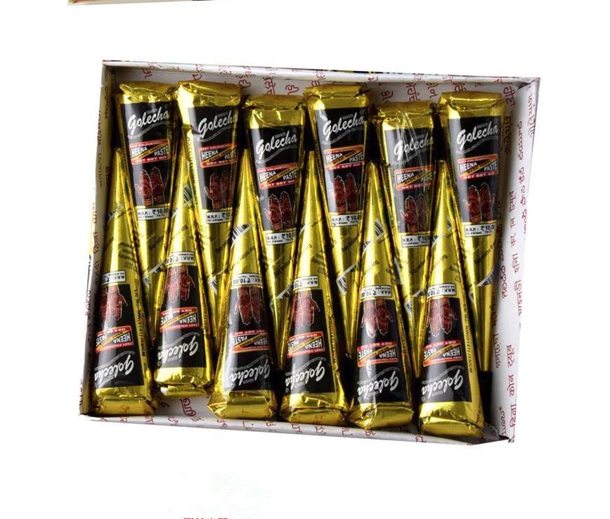 12Pcs Indian Henna Cones Paste Tattoo Temporary For Sexy Women Art Sticker Special Body Hands Art Paint 25g