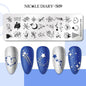 NICOLE DIARY Heart Spider Web Nail Stamping Plates Halloween Heart Line Printing Stencil Nail Arts Tool Nails Decorations Design