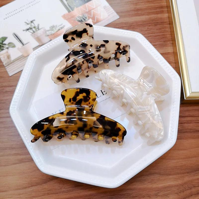 Large Accetate Leopard Print Acrylic Hairpins Hair Clip Crab Hair Claws For Women Girl Hair Accessories Headdress Party Gifts