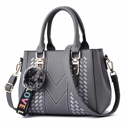 Embroidery Messenger Bags Women Leather Handbags Bags for Women Sac a Main Ladies hair ball Hand Bag