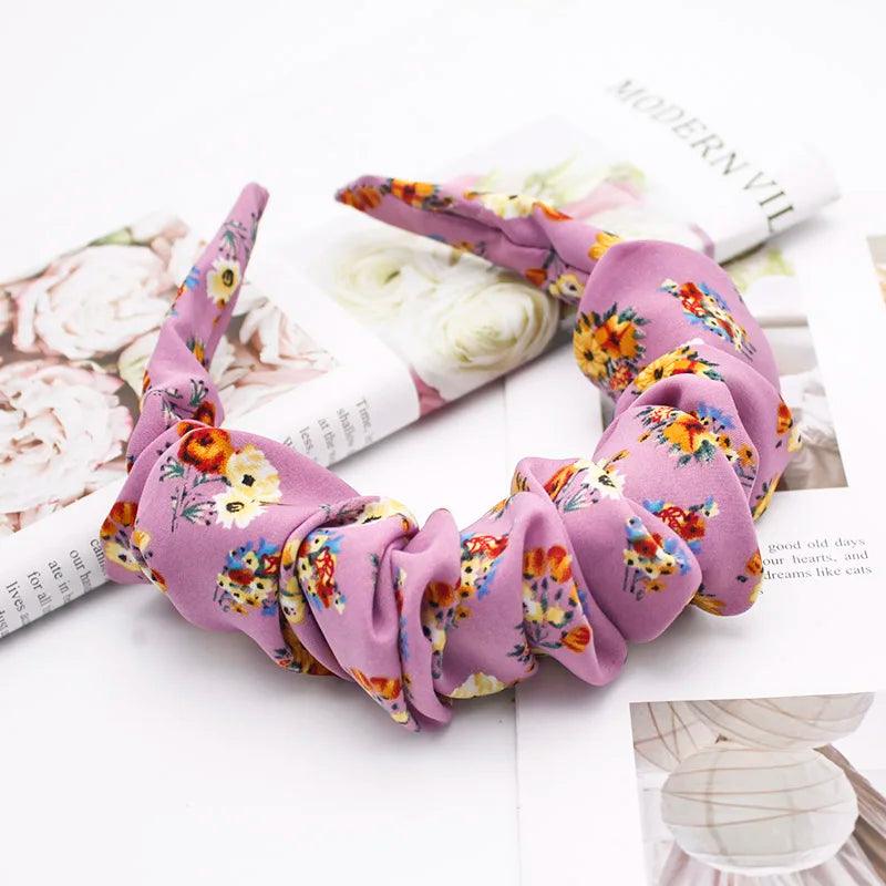 Lystrfac New Fashion Print Leopard Scrunchy Headband for Women Girls Trendy Pleated Hairband Female Headpieces Hair Accessories