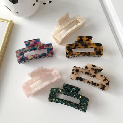 Eco-friendly Large Acetate Hair Claw Clip Colorful Rectangle Geometric Tortoise Shell Shark Clip Women Hair Accessories Gifts