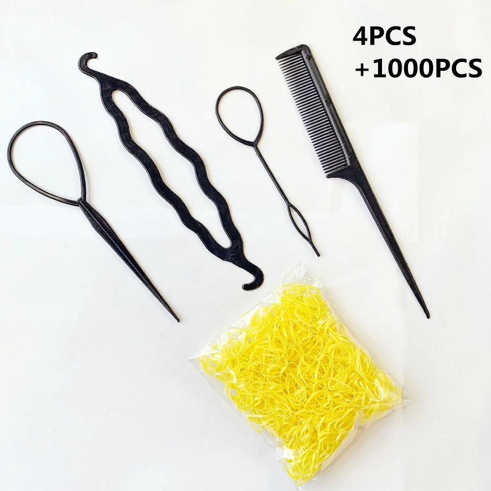 1Set Hairstyle Braiding Tools Set Pull-through Hair Needle Magic Variety DIY Hair Accessoires Hair Comb Hair Styling Tools