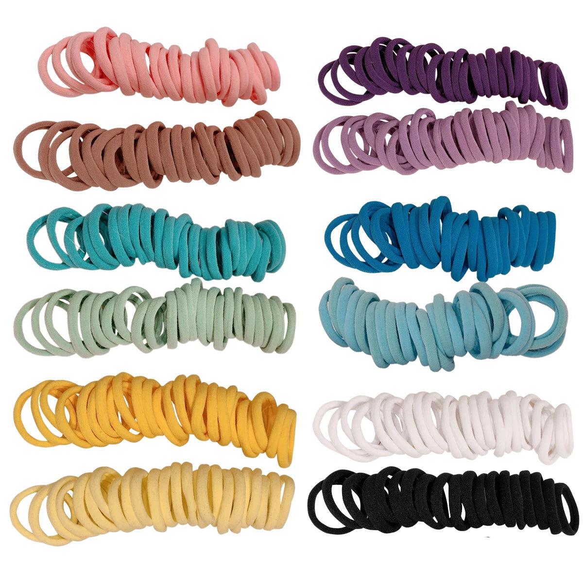 50PCS 4.5CM  Multicolor Hair Scrunchy For Women Hair Bands Elastic Seamless Link Rope Hair Accessories Cotton  Hair Ties