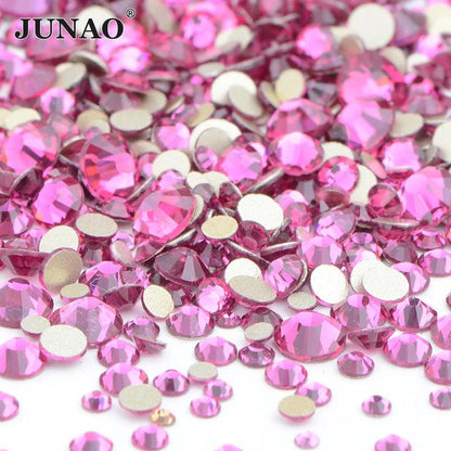 JUNAO 1400pc Mix Size White Opal Glass Rhinestones 3D Nail Art Stones Nail Crystal Gems Stickers Non Hot Fix Strass Appliques