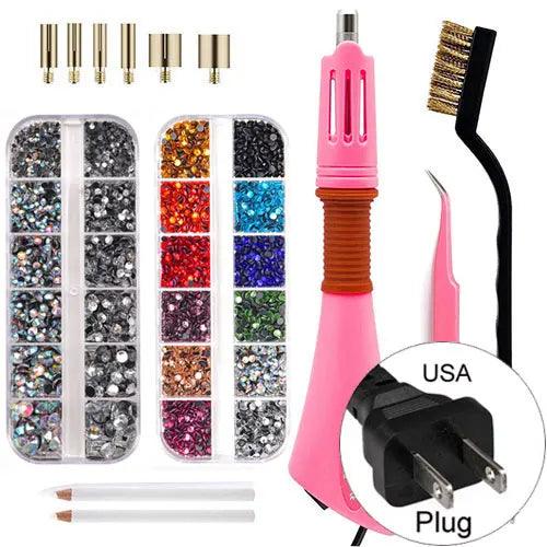 Fast Heated! EU/US Plug White Hotfix Rhinestone Applicator Pink Iron-on Hot Fix Rhinestone Applicator Wand Heat-fix Tool  Y2852