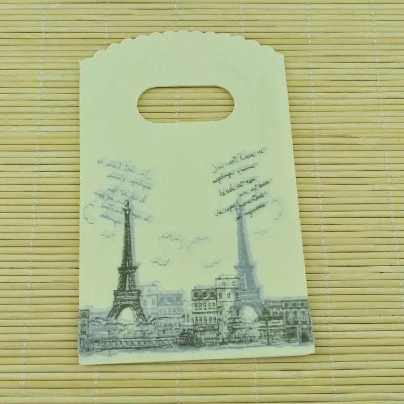 100Pcs/Lot "Thank You" Design Coffee Plastic Bag 9x15cm Jewelry Candy Gift Bag With Handles Small Plastic Packaging Bags