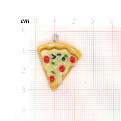 10pcs Cute Resin Triangle Pizza Food Charms Diy Cartoon Foods Keychains Earring Pendants Accessory Kawaii Women Jewelry Make