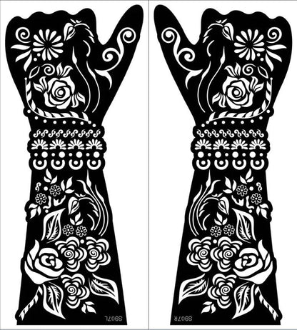 2 sheet Large Henna Hand Tattoo Stencils Women Girls Hand Finger Body Paint Henna Tattoo Templates Stencil DIY Indian Style