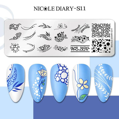 NICOLE DIARY Heart Spider Web Nail Stamping Plates Halloween Heart Line Printing Stencil Nail Arts Tool Nails Decorations Design