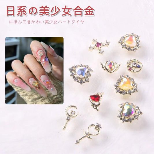 Internet Hot Alloy Decoration Beautiful Girl Heart-Shaped Diomand