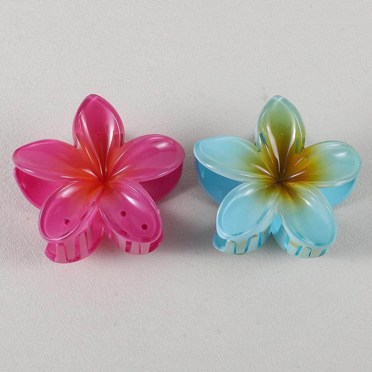 2Pcs Fashion Flower Hair Claw Clip Women Girls Shark Hair Claws Hairpin Barrettes Beach Ponytail Crab Clip Hair Accessories