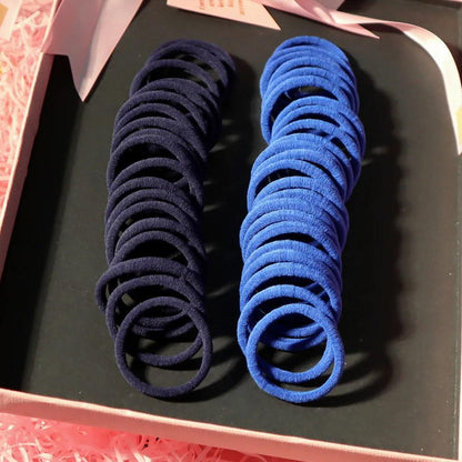 50PCS/Set 5CM Solid Color Cotton Hair Ties For Women Hairbands Elastic Rubber Bands Seamless Link Rope Hair Accessories