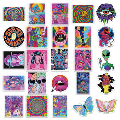 10/30/50PCS Cool Gothic Psychedelic Art Aesthetic Stickers Graffiti Decal Car Bike Skateboard Motorcycle Laptop Kid Sticker Toy