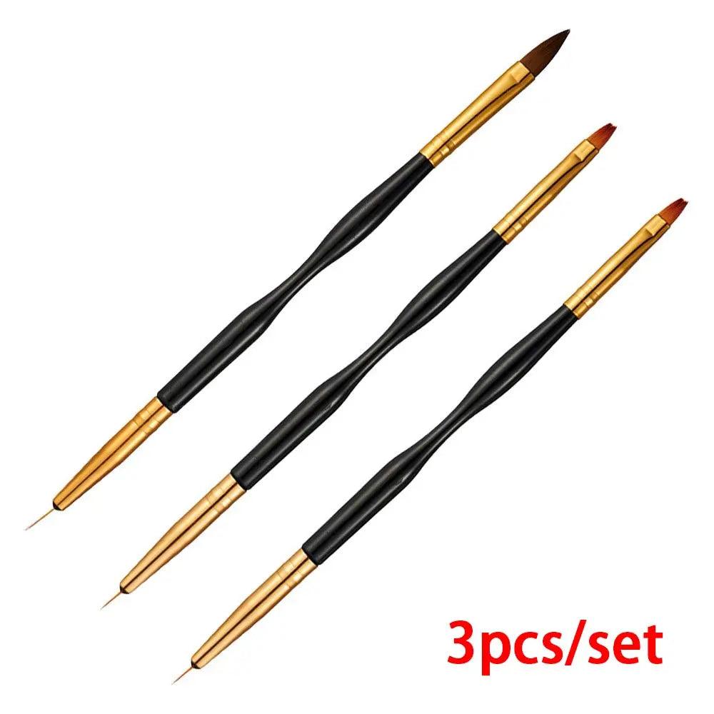 3Pcs Acrylic Nail Brush Set #8/10/14 Professional Acrylic Powder Extension Nail Brushes Nail Art 3D Carving Manicure Salon Tools