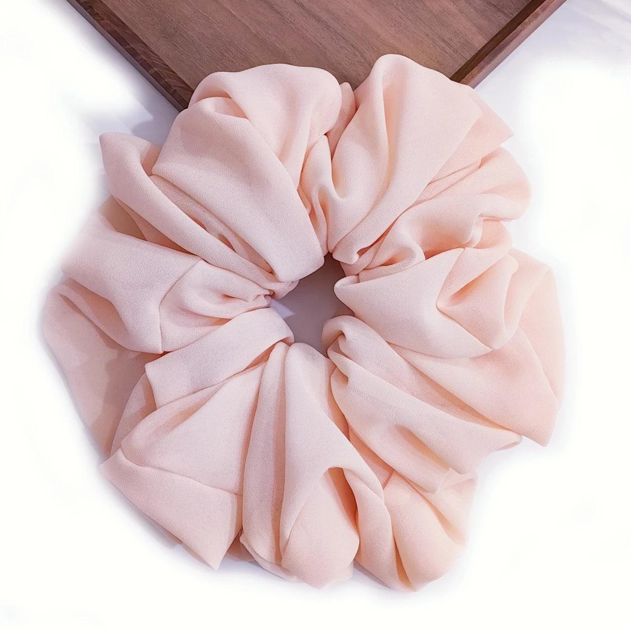 Big Size Chiffon Scrunchies For Muslim Women Custom Elastic Volumizing Oversized Neat stitching Malaysian Bunch Hair Tie