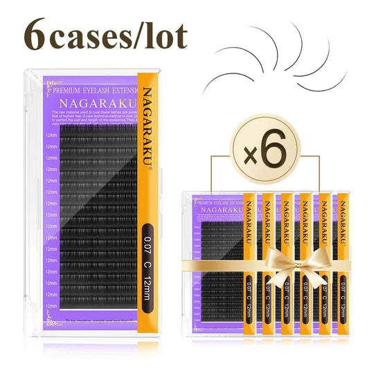 NAGARAKU All Size 6 Cases  C D CC DD Curl  Faux Mink Eyelashes Extension  Individual Eyelashes  Artificial Fake False Eyelashes