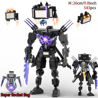 New Skibidi Toileted Titan Clock King 2.0 Building Blocks TVman Speakerman Model Toys for Kid Boys Ideas Gifts Xmas Halloween