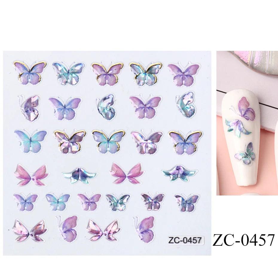 5D Belt Nail Sticker Summer Nail Art Decals Flowers White Daisy 3D Manicure Nail Gel Self Adhesive Stickers Designs Decorations