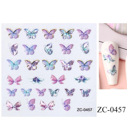 5D Belt Nail Sticker Summer Nail Art Decals Flowers White Daisy 3D Manicure Nail Gel Self Adhesive Stickers Designs Decorations