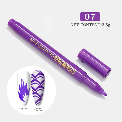 Nail Art Drawing Graffiti Pen Waterproof Painting Liner Brush DIY 3D Abstract Lines Fine Details Flower Leaf Nail Manicure Tools