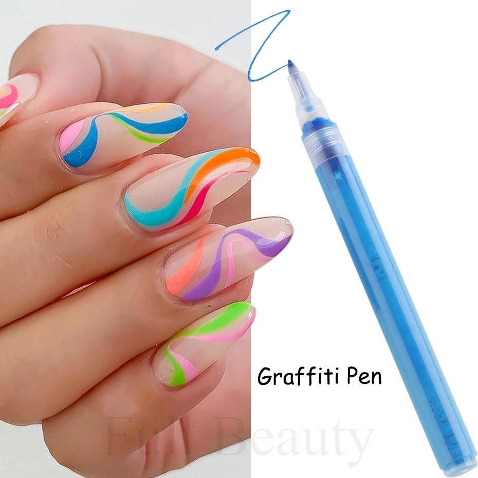 Professional Graffiti Nail Art Pen Drawing Abstract Stripe Lines Waterproof Nail Gel Polish Painting Liner Manicure Tools CH2062