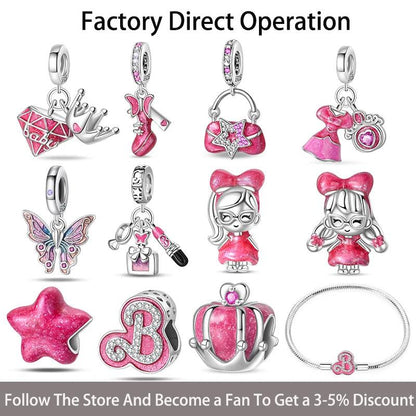 Hot sale % 100 925 sterling silver Barbie series pendant suitable for original 925 sterling silver women's bracelet DIY jewelry