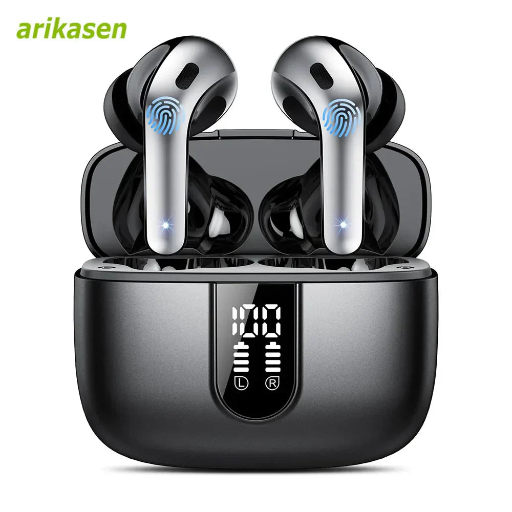 TWS Bluetooth 5.3 Earphone Stereo Bass with Noise Cancelling Mic Waterproof Wireless Headphones in Ear Ear Buds for Android iOS