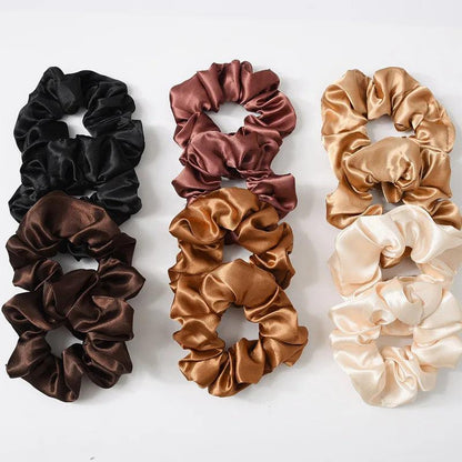 2pcs 100% Mulberry Silk Large Scrunchies Ropes Hair Bands Ties Gum Elastics Ponytail Holders for Women Girls 16 Momme 10CM