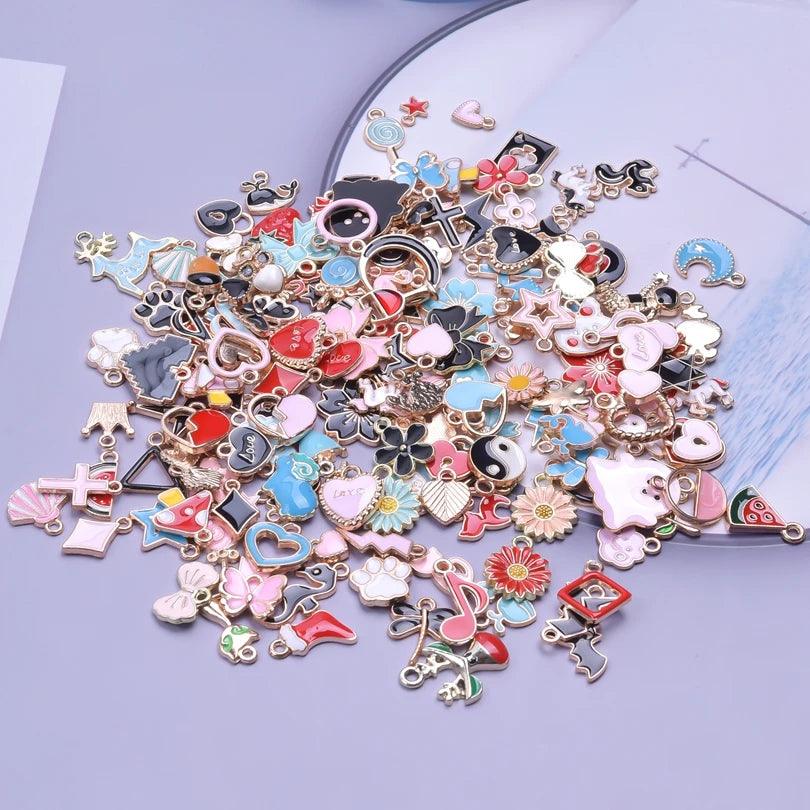 New Kawaii 10PCS/Lot Bulk Random Mix 4 Color Dripping Oil Alloy Pendant Enamel Charms For Jewelry Women DIY Handmade Accessories