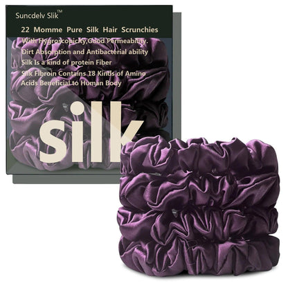 Anti Slip Silk Hair Scrunchie Handmade 100% Pure Mulberry Sillk Hairbands Women Girl Hair Accessories Pure Color Natural HairTie