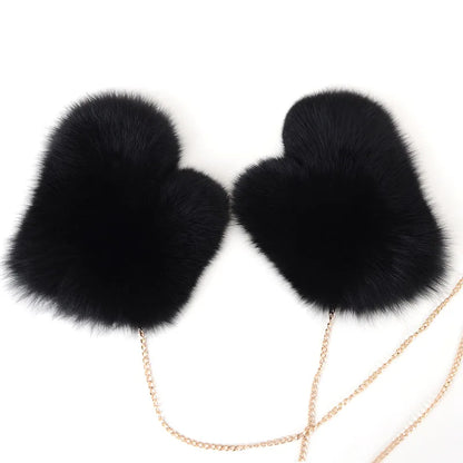 2024 New Brand Girl Fashion Luxury Real Fox Fur Glove Winter Women Natural Real Fox Fur Gloves Warm 100% Genuine Fox Fur Mittens