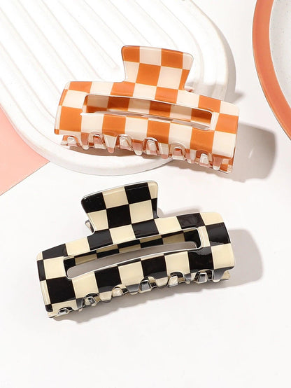 2 Pcs Checkered Hair Claw Clips for Thin Hair,Y2k Accessories Cute Acetate Banana Hair Clips for Thick Hair for Women Girls